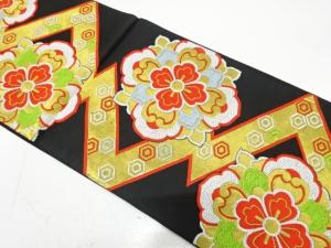 華紋に幾何学模様織り出し　袋帯